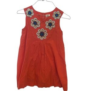 Mini Boden Girls Orange Embellished Floral Sundress